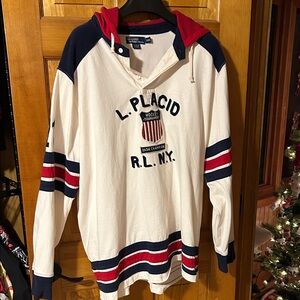 Ralph Lauren Polo White Hoodie with Red and Navy Accents